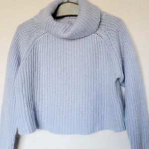Baby Blue Cropped Long Sleeve Sweater
